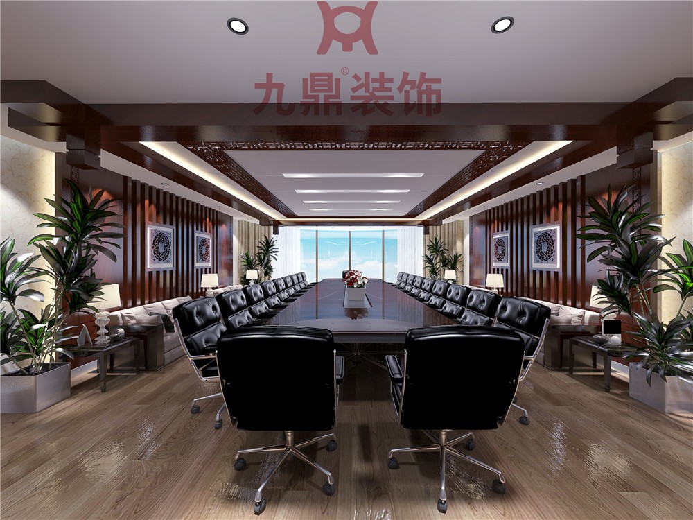 中式写字楼办公室装修设计效果图_OTO装修网装修案例