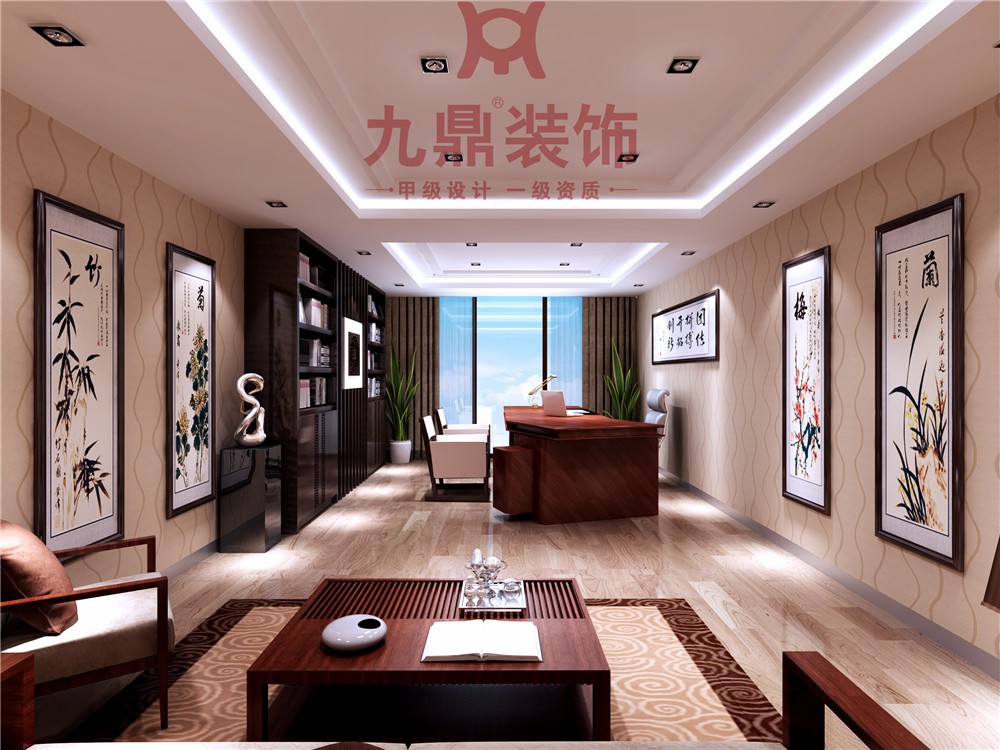 中式写字楼办公室装修设计效果图_OTO装修网装修案例
