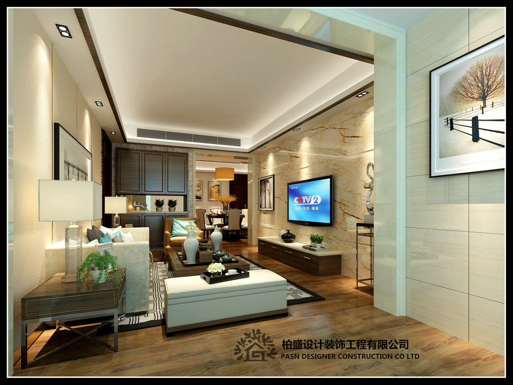 嘉晟B梯2208客厅中式新房住宅装修设计效果图