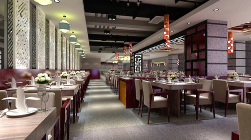 广州满福城中式餐厅餐饮餐馆酒楼装修设计效果图