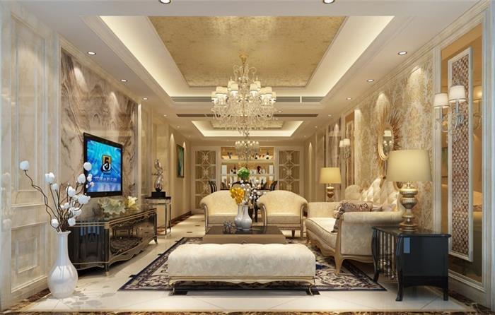新房装修设计—广州保利香槟 144㎡欧式装修案例效果图